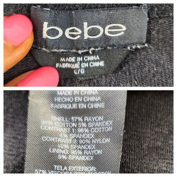 Bebe Sweater Womens Large Y2k 2000s Vintage Black Lace Tropical Retro Sequin - Picture 15 of 15